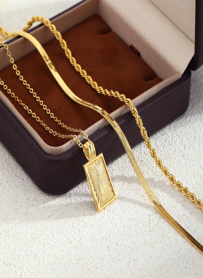 BBV Layered Gold Necklaces for Women Stackable Dainty 14K Gold Plated Silver Chain Necklace Layering Cute Fashion Pendant Choker Necklaces Trendy Jewelry Set Gifts for Women (Rope twist snake chain O-ring chain texture, golden) - Image 5
